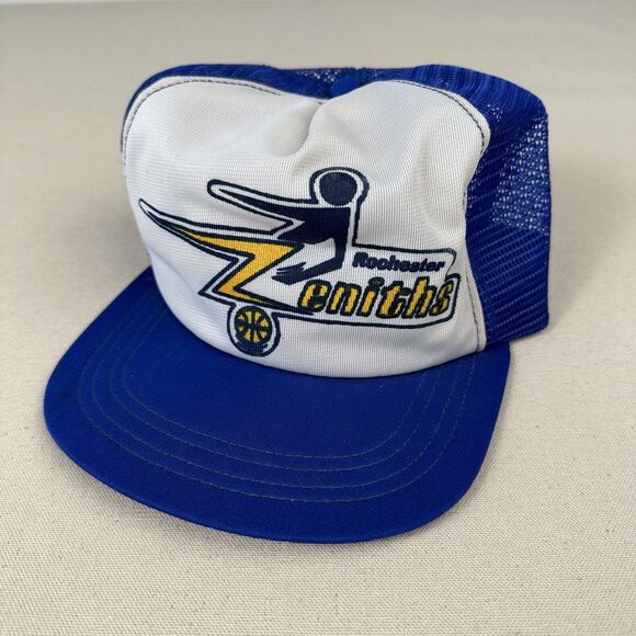 Vintage 70s Rochester Zeniths Hat Trucker Snap Back AABA CBA Basketball - Picture 1 of 12